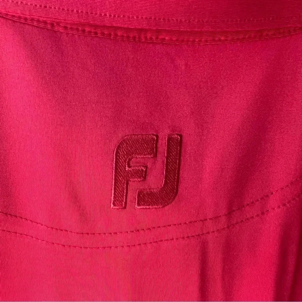 FOOTJOY Projoy Lisle Solid Red Short Sleeve Polo Shirt Golf Style Size large - Picture 7 of 10